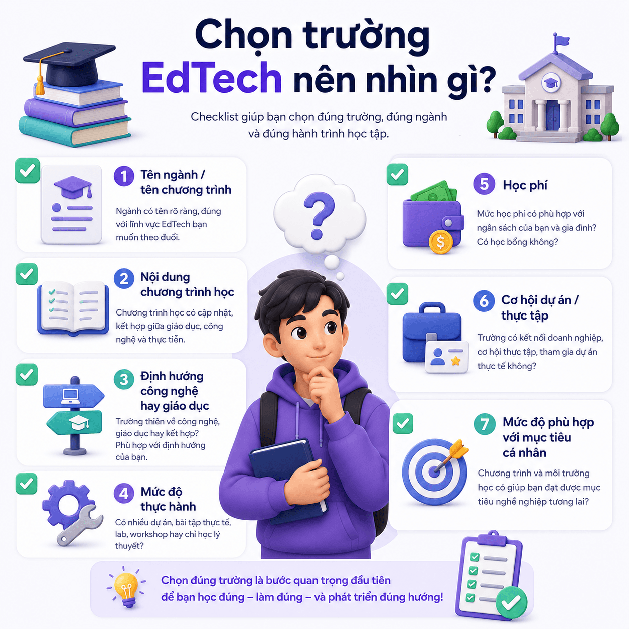 Checklist các tiêu chí chọn trường cho ngành EdTech