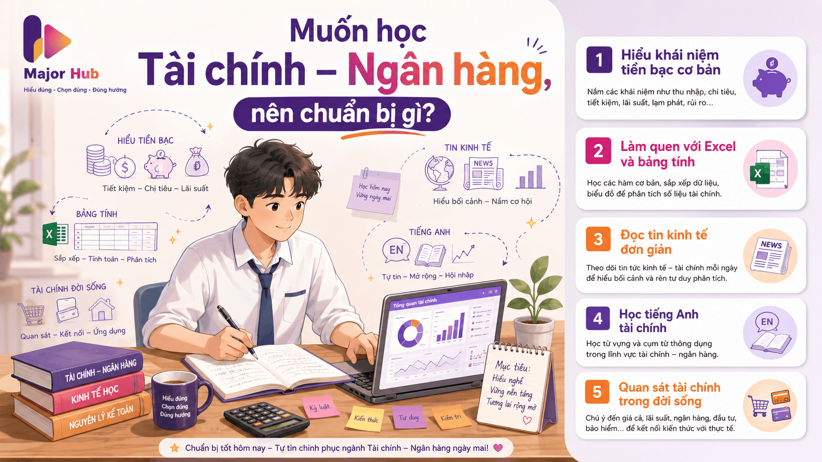 Học sinh chuẩn bị học ngành Tài chính Ngân hàng từ cấp 3