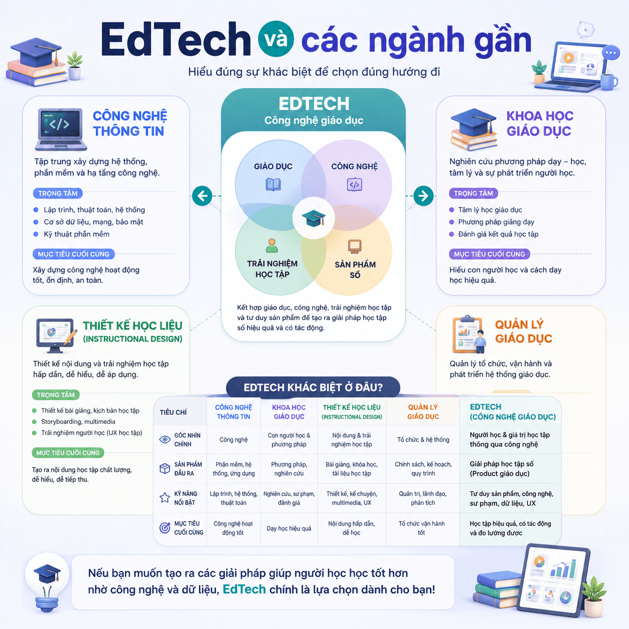 Ngành EdTech và các ngành gần để học sinh dễ phân biệt
